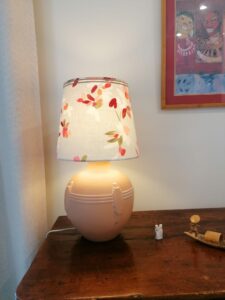 Abat-jour fleuri en lin et coton