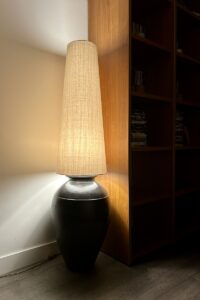 Abat-jour conique allongé artisanal sur mesure en tissu lin – Les Juponnes Toulouse